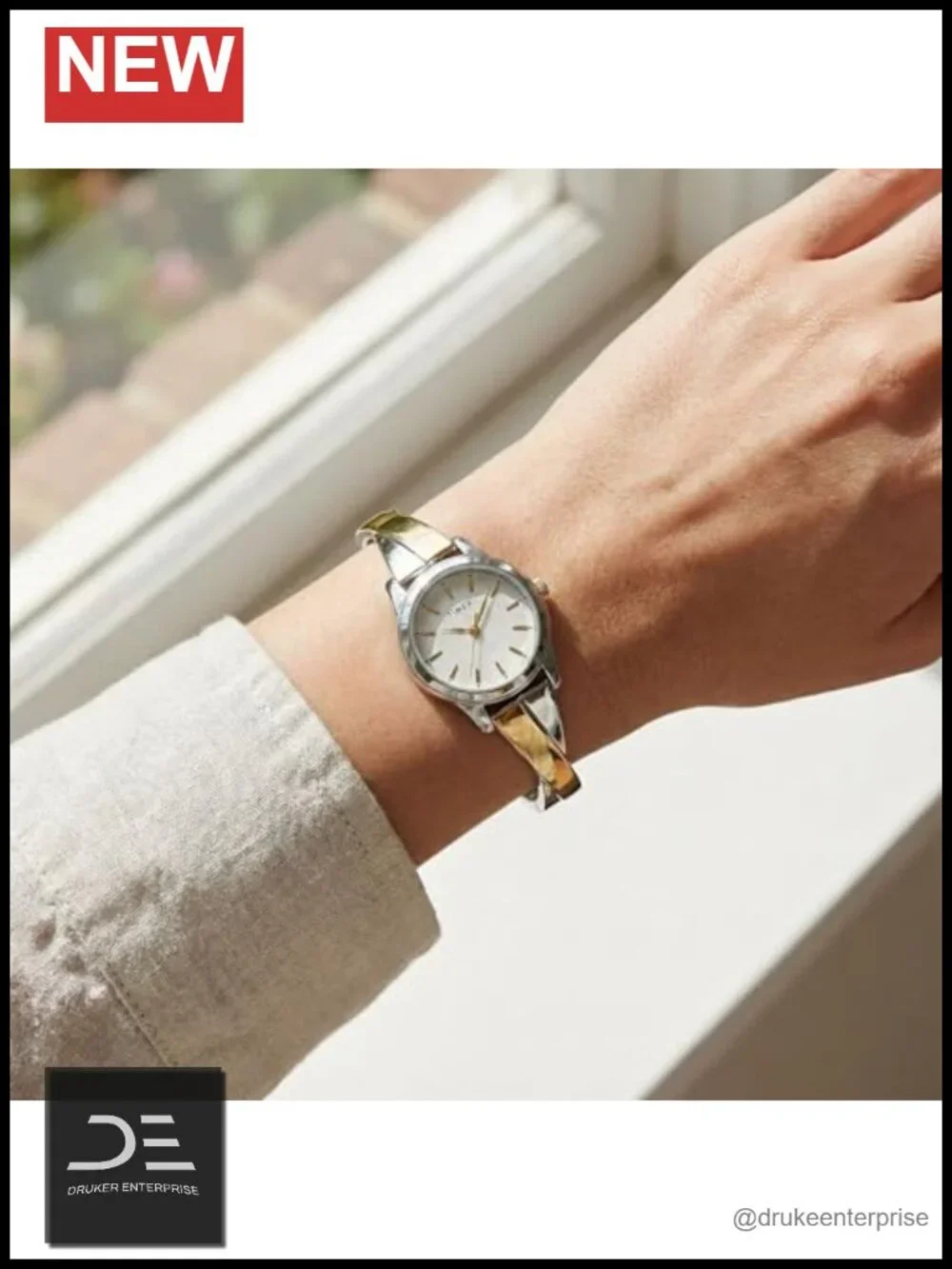 Stainless Steel Expansion Band Stretch Bangle Crisscross Watch 25mm